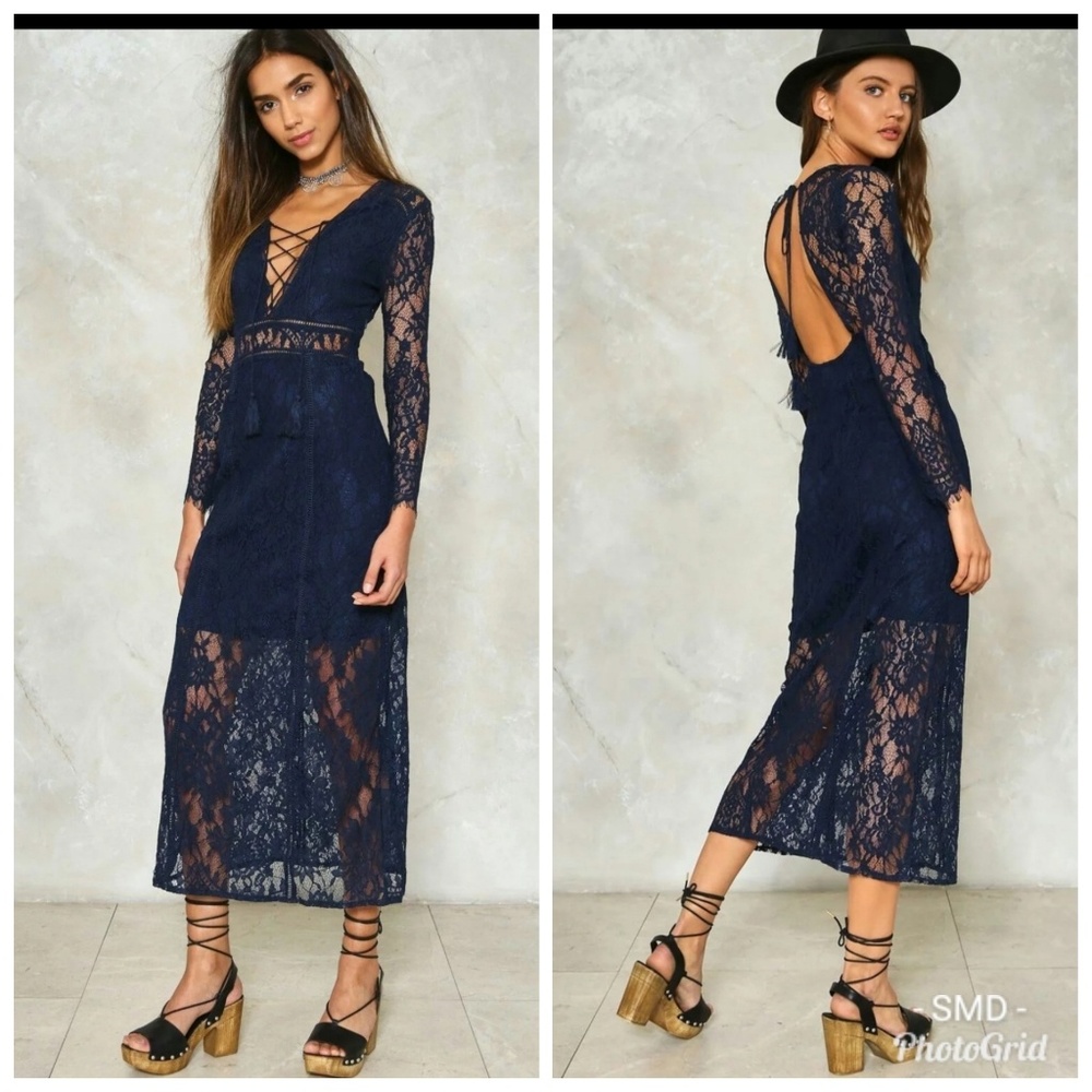 Navy Lace Maxi Dress
